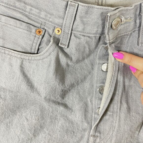 Levis 501 Jeans Mens 34x32 (30x28) Gray Button Fly Straight Stone Wash Rugged - Picture 5 of 15